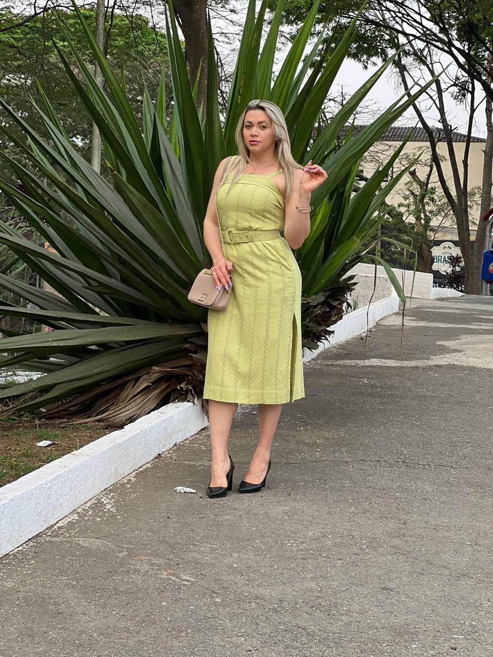 Vestido Maxxi De Linho com Cinto Leon - Leon Elegance